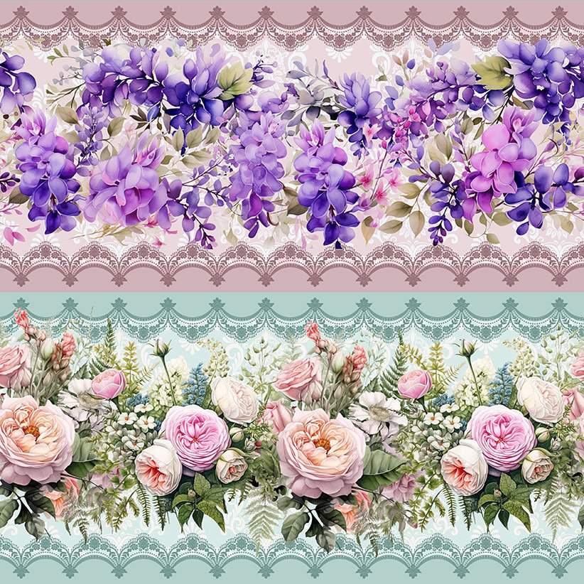 Tecido Barrado Digital Floral Delicado - Imagem 2