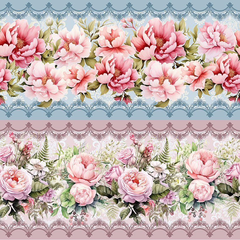 Tecido Barrado Digital Floral Delicado