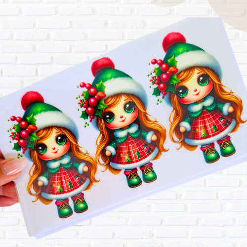 Decalque Transfer Natal Trio Menina encantada.