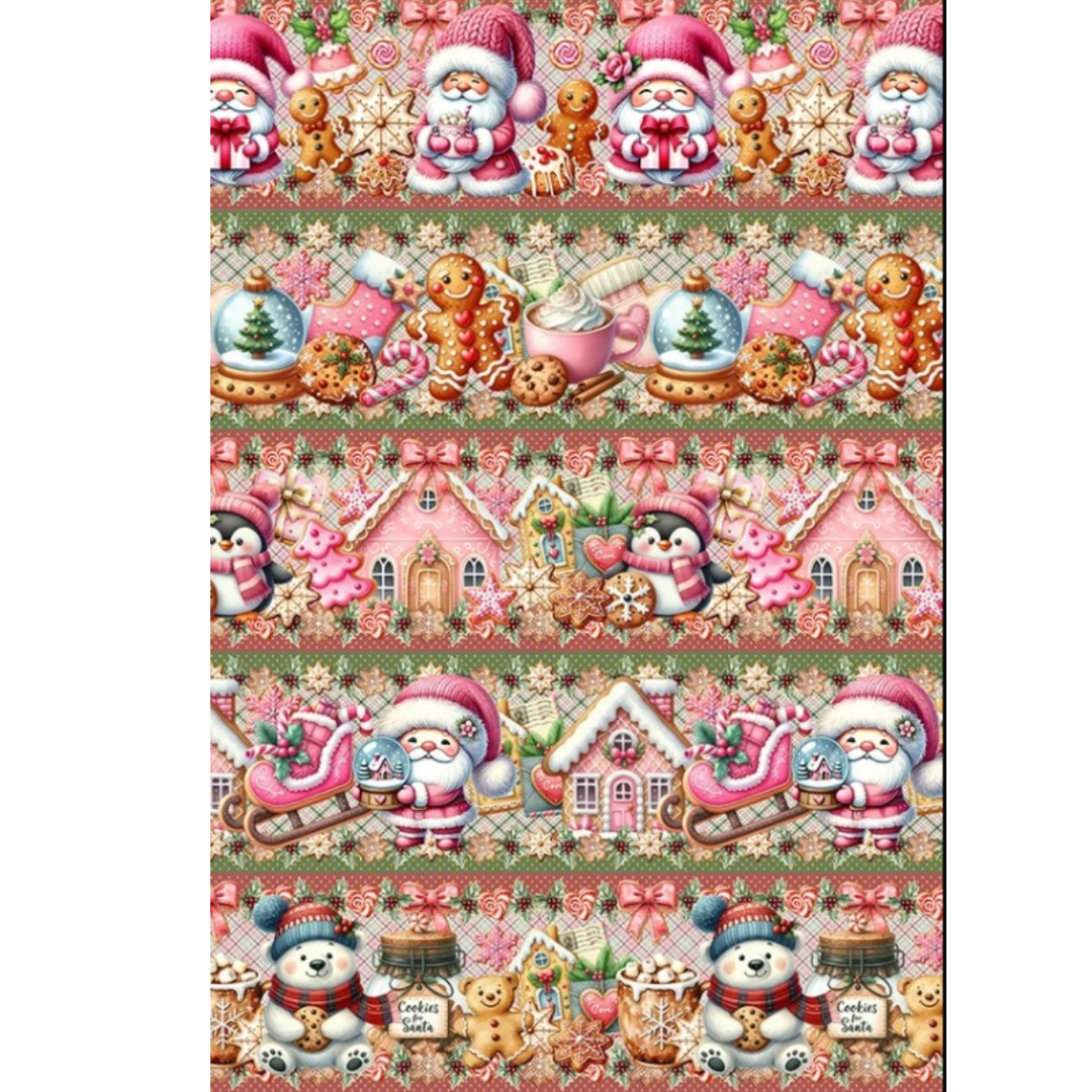 Tecido Barrado Digital Natal Rosa Delicado