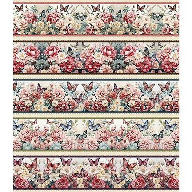 Tecido Barrado Digital Borboleta