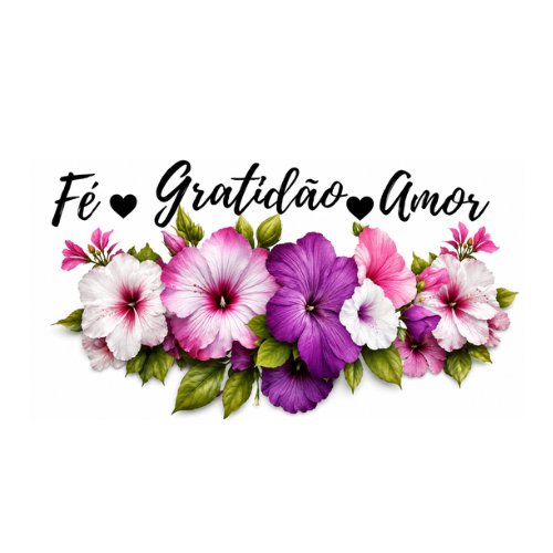 Transfer Flores Roxa Fé - Gratidão