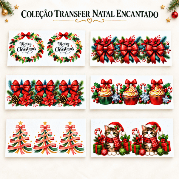 Coleção Natal Encantado kits Transfer 6 cartelas Natal