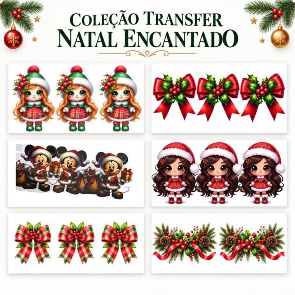 Coleção Natal Encantado kits Transfer 6 cartelas Natal